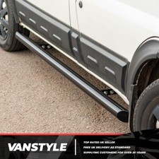 FITS FORD TRANSIT MK6 MK7 SWB 76MM SLASH CUT BLACK STEEL SIDE BARS NO STEPS