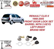 DOOR LOCK  FOR RENAULT CLIO MK2 1998-2005 FRONT SET BARREL LEFT+RIGHT & 2 KEYS 