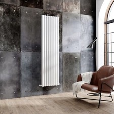 Vertical Designer Double Panel Oval Column Radiator White 1800x472mm New