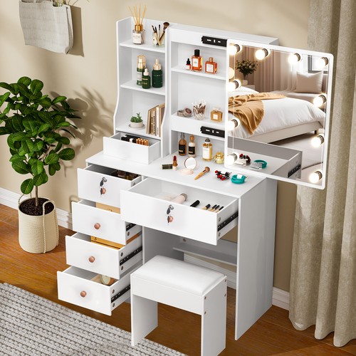 White wooden dressing table - wooden,