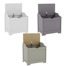 Bathroom Laundry Chest Storage Ottoman Hamper Cabinet Box MDF Wood Basket Bin