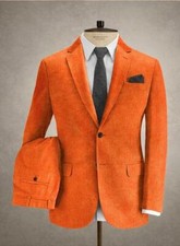 Men Corduroy Suit Orange