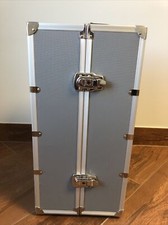 21x11.25x10.5” Silver Metal Lining Storage Doll Travel Trunk Case Excellent #L34