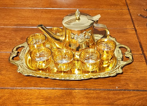 Moroccan mint tea set golden - mint,