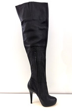 Topshop Barley 2 thigh over knee boots high heel soft leather black size 38 New