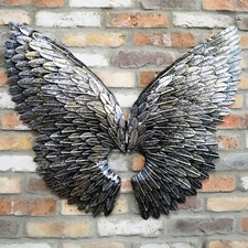 Silver Angel Wings Wall Art Metal Extra Large Industrial Fairy Decor Sculpture