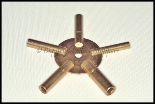 Clock winding key - clock, brass
