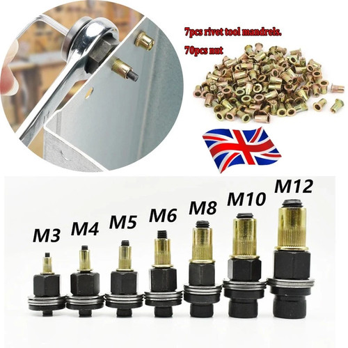 77x rivet nut kit - nut, steel