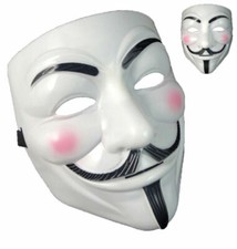 V for Vendetta Guy Fawkes Fancy Dress Halloween Face Mask - White