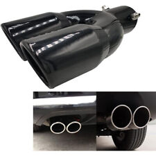 Universal Twin Dual Exhaust Trim Tip Double Muffler Pipe Black Tail 63mm UK