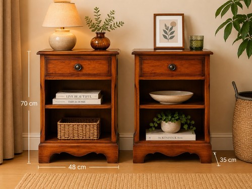 Pair vintage bedside cabinets - bedside,