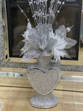 Silver Vase With Flowers Heart