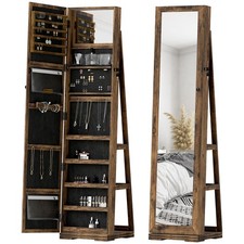 HOMCOM Jewelry Cabinet Full Length Mirror Swivel Lockable Jewelry Organiser