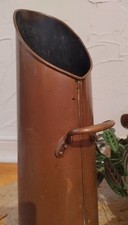 Antique Copper Coal Scuttle / Hod / Tall Bucket with Handles - Vintage
