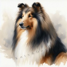 ROUGH COLLIE SHELTIE Watercolour ART PRINT DOG Lover GIFT Christmas Birthday
