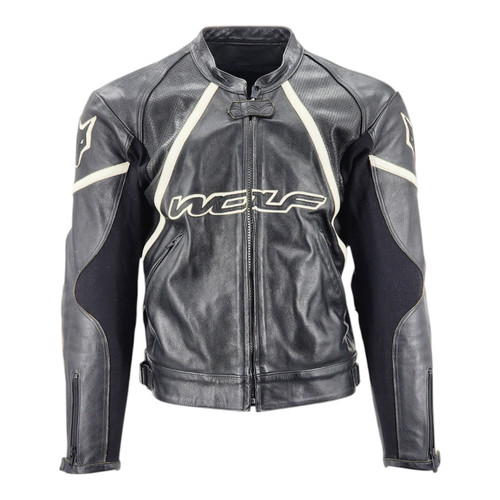 Wolf leather motorbike jacket - wolf,