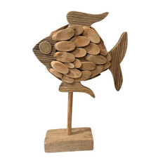 Driftwood Fish Sculpture Beach Ocean Art Marina Beach Nautical Fish Decor 16”