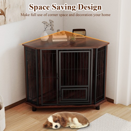 Corner dog crate - crate, space-saving