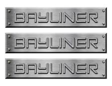 3 Bayliner Remastered Stickers. Brushed Metal Style - 10" long