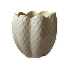 Belleek Ireland Porcelain Vase White Basketweave Mark 3 Shamrock 11cm