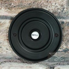 Black Classical Round Push Door Bell - 100mm