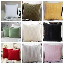 Set of 4 - Cushion Covers Plain Corduroy Cord Jumbo Super Soft  45x45cm - 18x18"