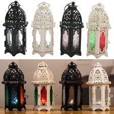 Moroccan Lantern Tea Light Lamp Candle Metal Holder Hanging Home Garden Decor