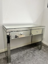 Glass Mirrored Table Console Dressing Table Sideboard Dresser Vanity 2 Drawers