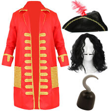 MENS PIRATE CAPTAIN WITH HOOK COSTUME FANCY DRESS ADULT WORLD BOOK DAY TEACHER