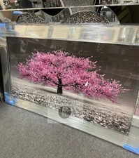 Stunning pink blossom tree 3D glitter art picture mirror frame 