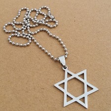 Pendant Titanium Steel Star of David Necklace Hexagram Silver Plated Chain Gifts