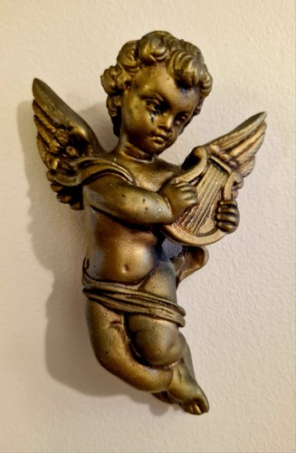 Antique gilt plaster cherub - antique,