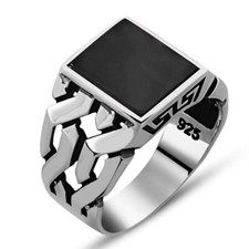 Onyx Men silver ring Handmade Pure 925 SILVER men Ring Onyx stone wedding