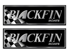 Two Black Fin Boat Racing Stickers for Restoration Project