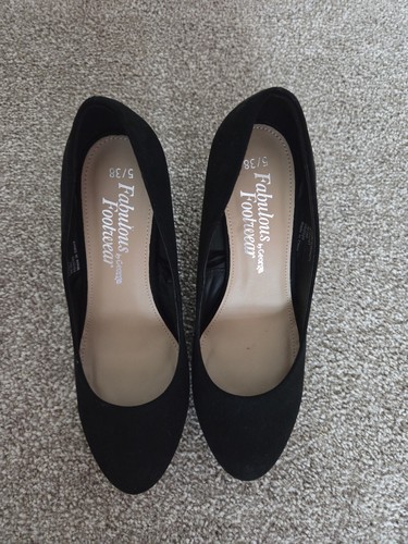Black faux suade court heels - black,