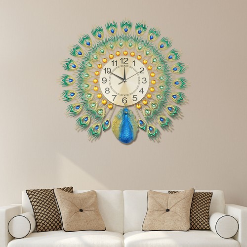 Metal wall clock peacock - metal,