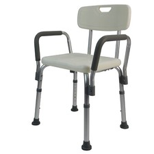 Shower Chair with Arms Backrest Portable Bath Stool Seat Adjustable Heights