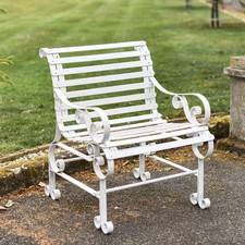 Ex-display Cream Single Seater Outdoor Traditional Metal Garden Patio Park Bench