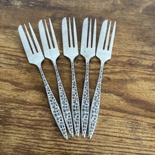 Viners Mosaic Cutlery Cake Forks X 5 Stainless Steel Foreign Vintage