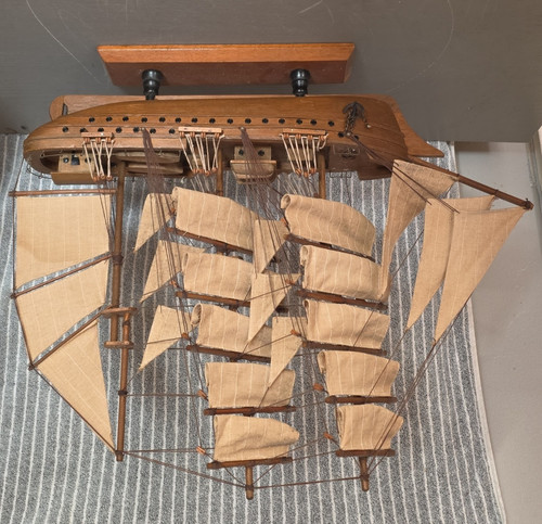 Wooden sailing ship model with - sailing,