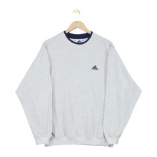 Vintage Adidas Oversized Sweatshirt Mens Size L Grey 90s Crew Neck