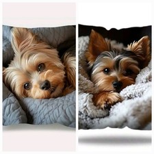 2 X YORKSHIRE TERRIER Puppy Dog Cushion Covers Decorative cushions Yorkie Dogs