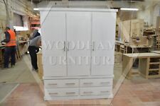HANDMADE CAMBRIDGE 3 DOOR TRIPLE  SHELVED WARDROBE IN WHITE (NOT FLATPACKED)