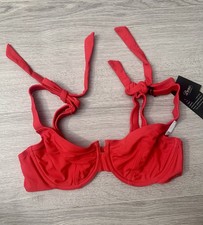Boux Avenue Red Tie Bikini Top, Size 34E
