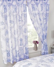 Toile De Jouy Blue Curtains