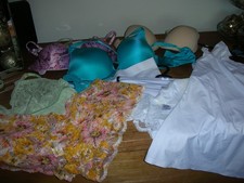 Bundle 11 new lingerie items 3 bras 34B/C bra sz 12, 5 pants S /8/10, 2 vests S