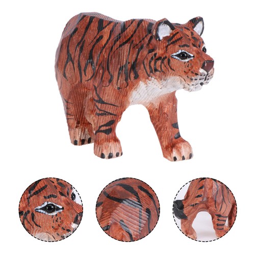 Brown decorative wood tiger - decorative,