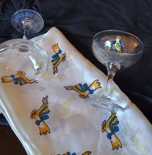 Babycham glasses with - babycham, x
