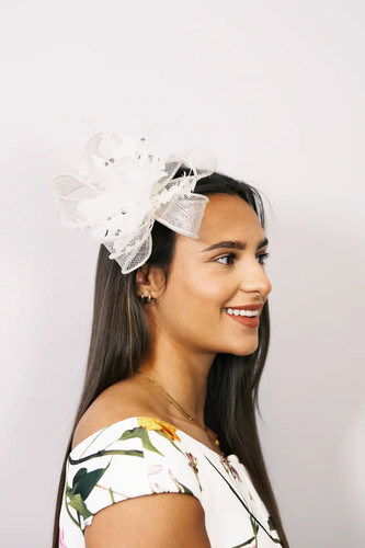 Small flower feather hair hat - small,
