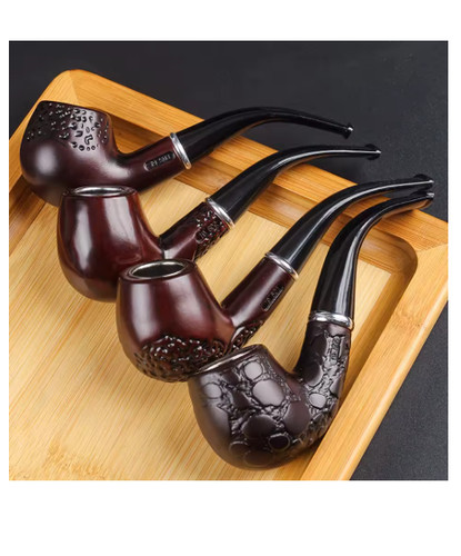 Wooden tobacco pipe patterned - pipe,